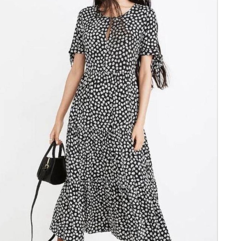 Madewell Tie Sleeve Tiered Midi Dress - M
